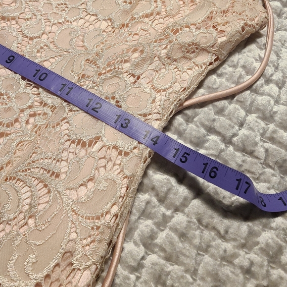 Peach lace over satin dress - Picture 7 of 9